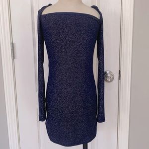 Lucy in the Sky Giulia Sparkling Square Neck Dress in Navy Shimmer; size Small